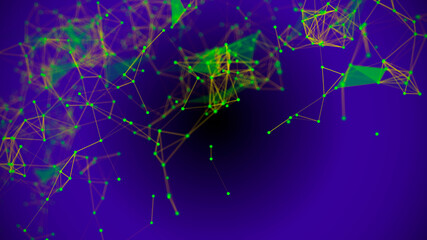 Background with connecting dots and lines. Big data visualization. 3d rendering.