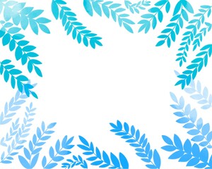 Cornice azzurra turchese fatta di foglie disegnate