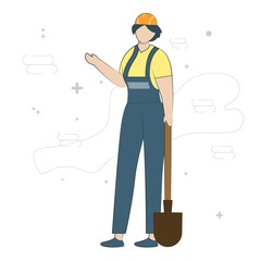 Technician Women builder with helmet vector illustration cartoon character