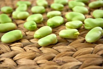 Fresh and organic raw fava, broad beans