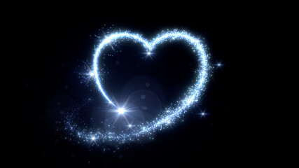 Heart Glitter Sparkling Particles Love Fireworks 3D illustration.