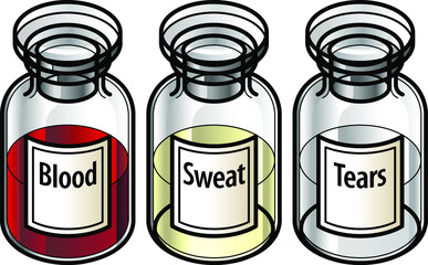 Concept: blood sweat and tears. The essential ingredients for success.