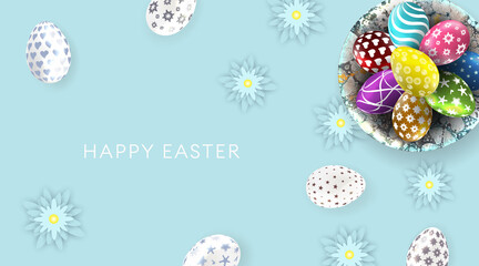 Happy Easter  background. Template for greeting card, ad, sales, poster.