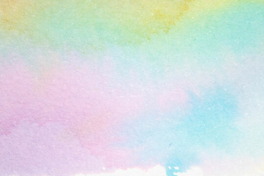Gentle Pastel Colour Watercolour Paint Background on White Paper