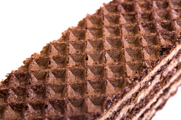 Two chocolate waffles isolated on white background