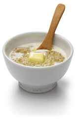 Scottish porridge with milk and butter