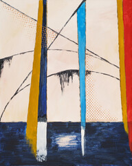 A Mysterious Modernist Abstract Painting, with a suggestion of a marine location. - 405570015