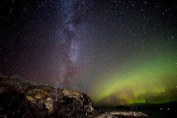 Northern lights with the milky way in Norway