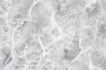 Liquid cream gel, green blue cosmetic texture with bubbles