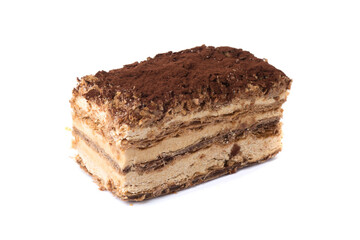 Chocolate cake with white cream isolated