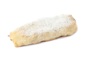 uncut strudel isolated on white background.