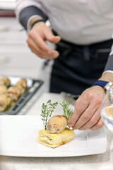 italian chef making gourmet dish