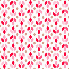 Abstract pattern with geometric shapes. Multicolored figures in the form of leaves. Vector illustration isolated on white background. For wrapping paper, fabric, decorative work, scrapbooking.