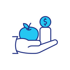 Vitamins price RGB color icon. Increasing values for natural organic vitamins. Improving immune system by eating fresh foods. Different items good for your health. Isolated vector illustration