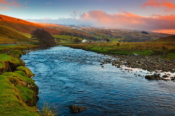 Landscape image of the River Eden at Southwaite near Kirkby Stephen, Yorkshire Dales National Park,...