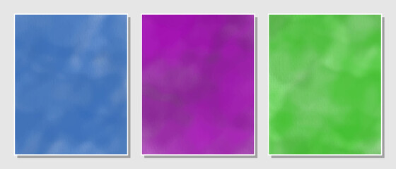 Blue, purple and green set watercolor background.