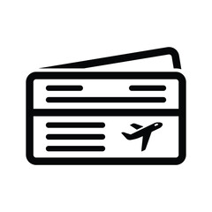 Travel, air ticket icon. Black version of vector.
