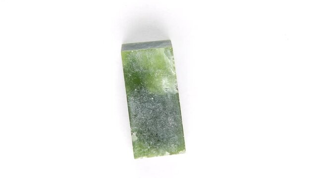Jadeite gemstone on a turn table
