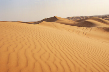 Fototapeta na wymiar yellow wavy dunes in desert, beautiful touristic place, wallpaper, tavelling concept