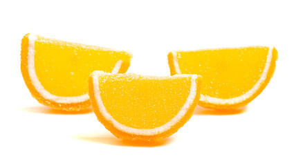 Fototapeta na wymiar Orange Candy Fruit Slice on a White Background