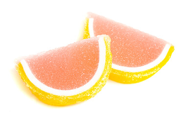 Grapefruit Candy Fruit Slice on a White Background