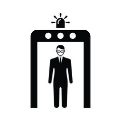 Security screening, inspection, passenger control black icon. 