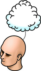 Cloud computing concept: a person connected to the cloud.