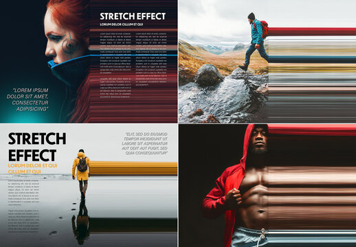 Stretched Page Layout Effect Mockup