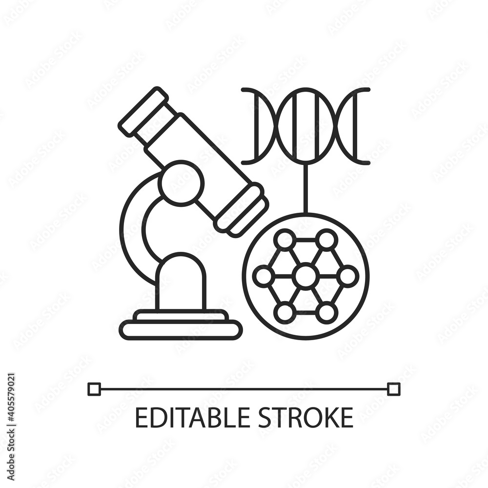 Poster dna microarray linear icon. microscopic analysis. nano organism sample. genetic engineering. thin li