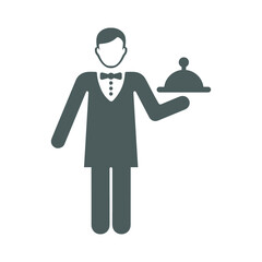 Steward, service waiter icon. Gray vector graphics.