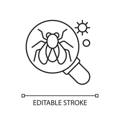 Model organisms linear icon. Laboratory experiment on common fly. Biotechnological analysis. Thin line customizable illustration. Contour symbol. Vector isolated outline drawing. Editable stroke