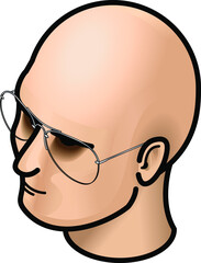 Head with spectacles.