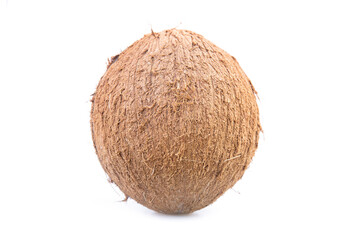 Brown coconut isolated on white background.