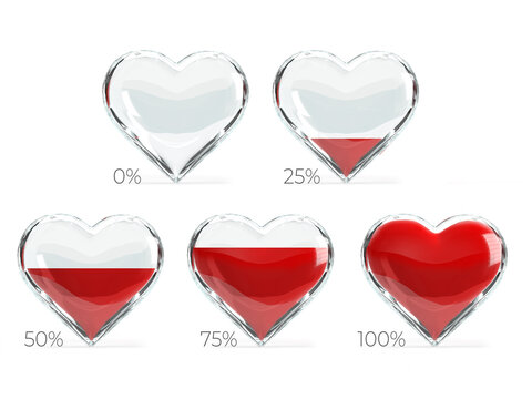 Red and white hearts in the form of charts for a report or presentation.