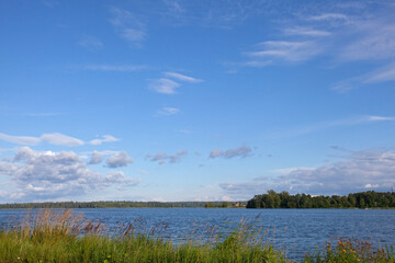 Fototapeta na wymiar Horizontal natural landscape, view of Valdai lake, Russia.