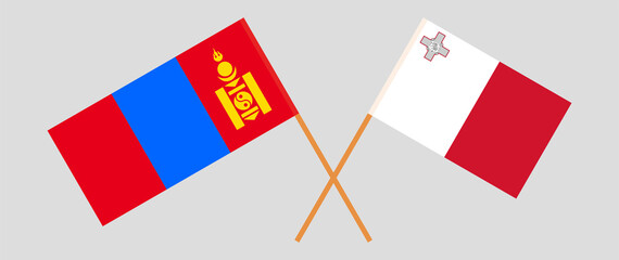Crossed flags of Mongolia and Malta