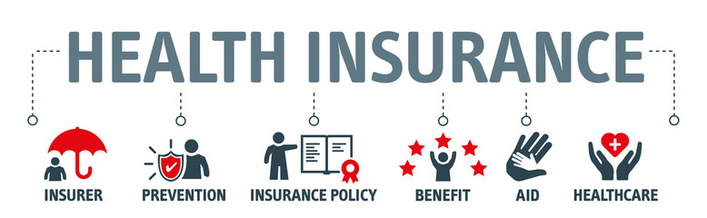 Fototapeta na wymiar Banner health insurance vector illustration concept