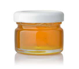Front view of small honey jar