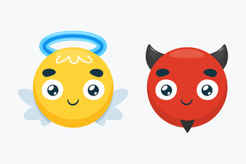 emoticon of angel and devil. Isolated Vector Illustration