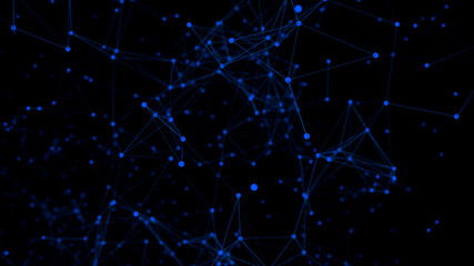 Background with connecting dots and lines. Big data visualization. 3d rendering.