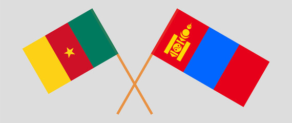 Crossed flags of Mongolia and Cameroon