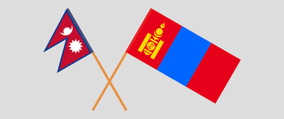Crossed flags of Nepal and Mongolia