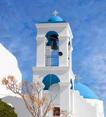 Panagia Gremiotissa Greek Orthodox church in Chora, the capital of Ios island, Cyclades, Greece.