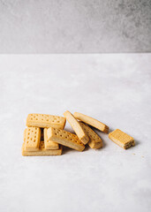 shortbread cookies on a grey background