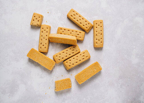 shortbread cookies on a grey background