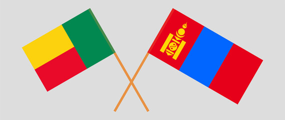 Crossed flags of Benin and Mongolia