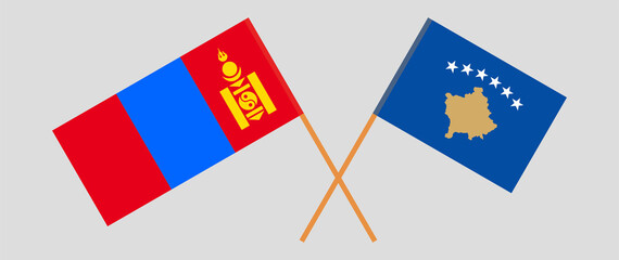 Crossed flags of Mongolia and Kosovo
