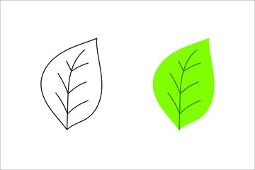 Flat doodle leaf. Minimalistic doodle element