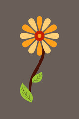 Colored flower doodle. Creative template for patterns.