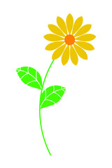 Flower flat illustration. Colored plant doodle